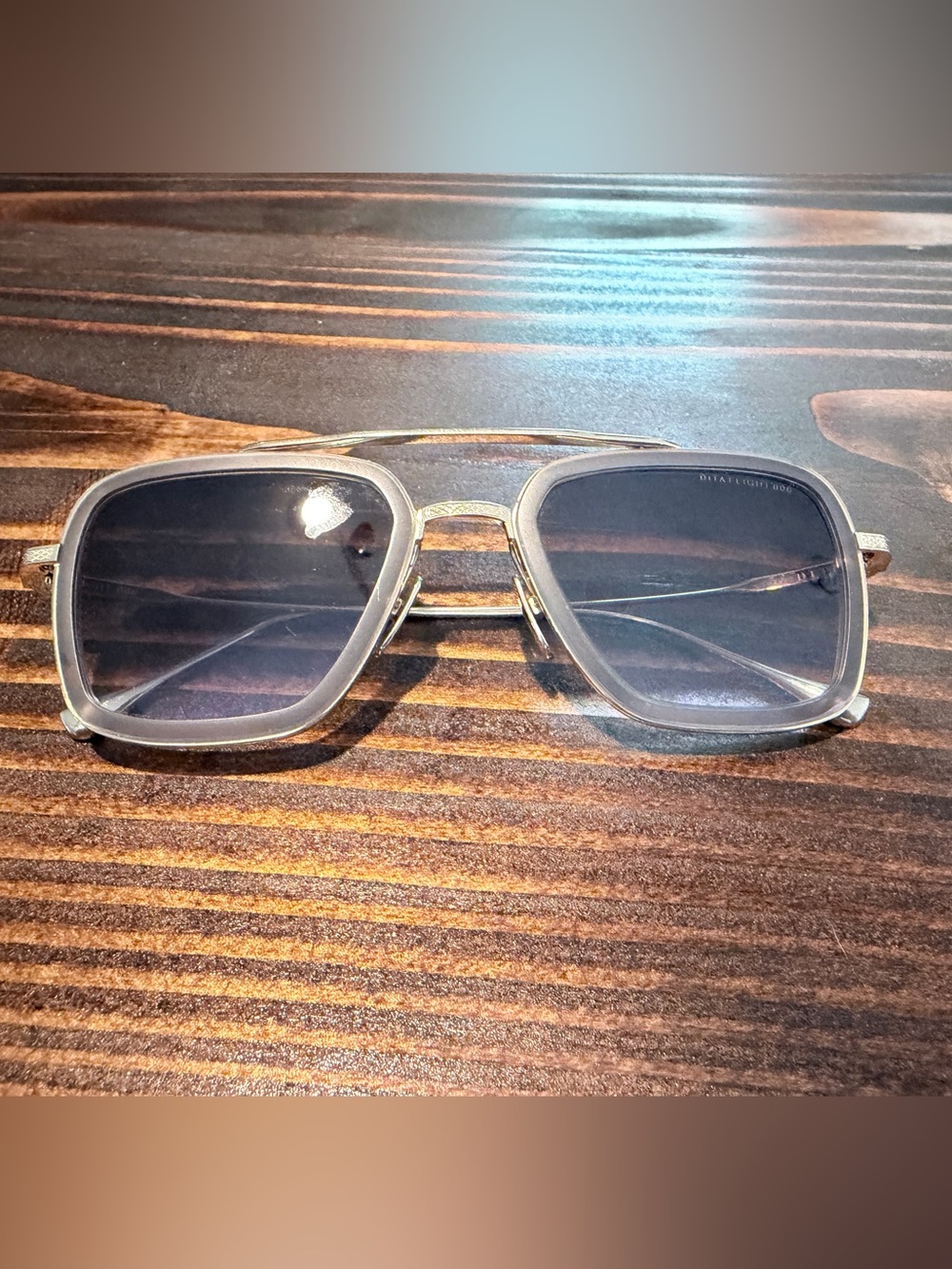 DITA Men's Silver Frame with Gray-Blue Lenses Sunglasses